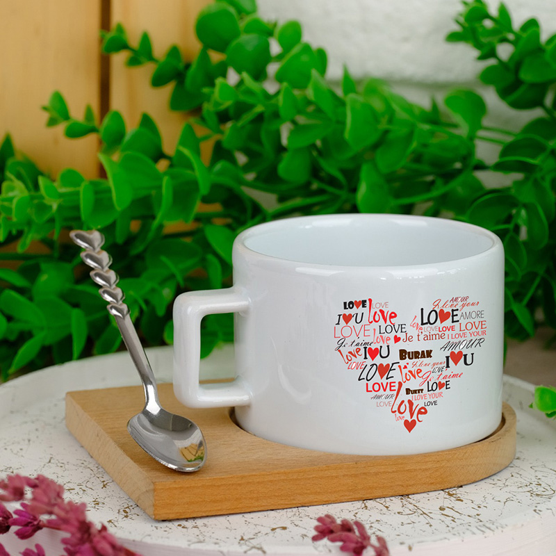 Aşk Dolu İsme Özel Çay Fincanı 