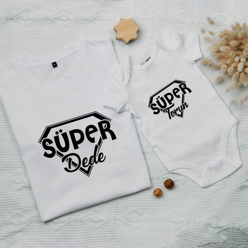 Süper Dedeye Hediye Tişört ve Bebek Body Kombin