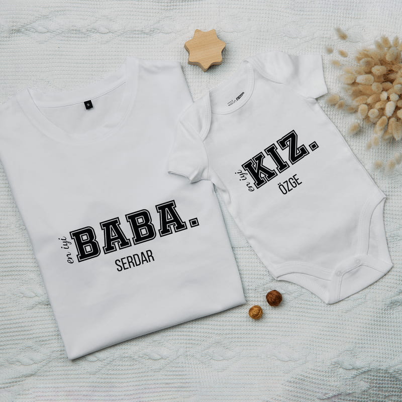 En İyi Baba Kız Kombin Tişört ve Bebek Body 