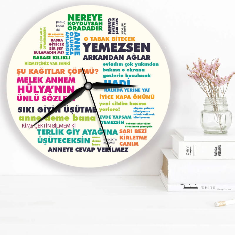 Klasik Anne Sözleri Tasarımlı Duvar Saati