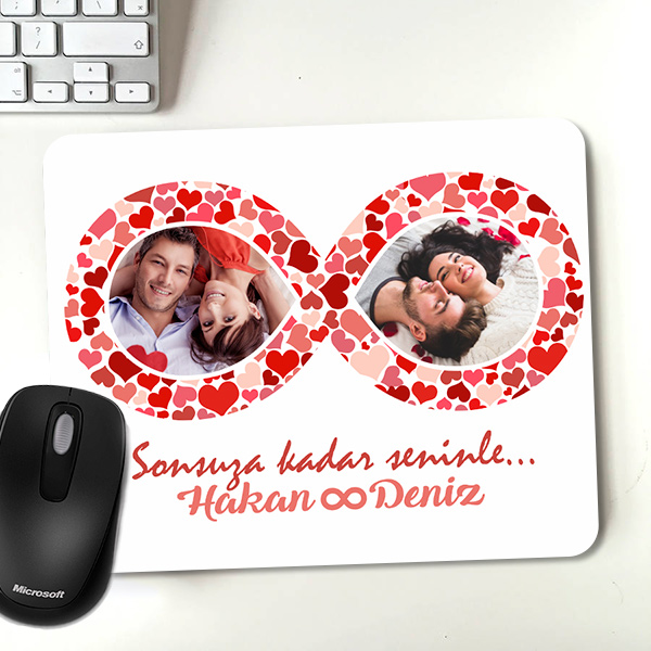 Sevgiliye Hediye Fotoğraflı İsimli Mousepad