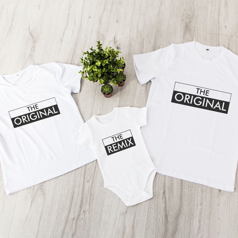 The Orjinal Aile Tasarımlı 3lü Kombin Tişört ve Bebek Body