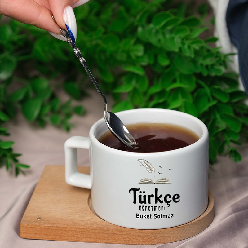 Türkçe Öğretmenine Hediye İsme Özel Çay Fincanı